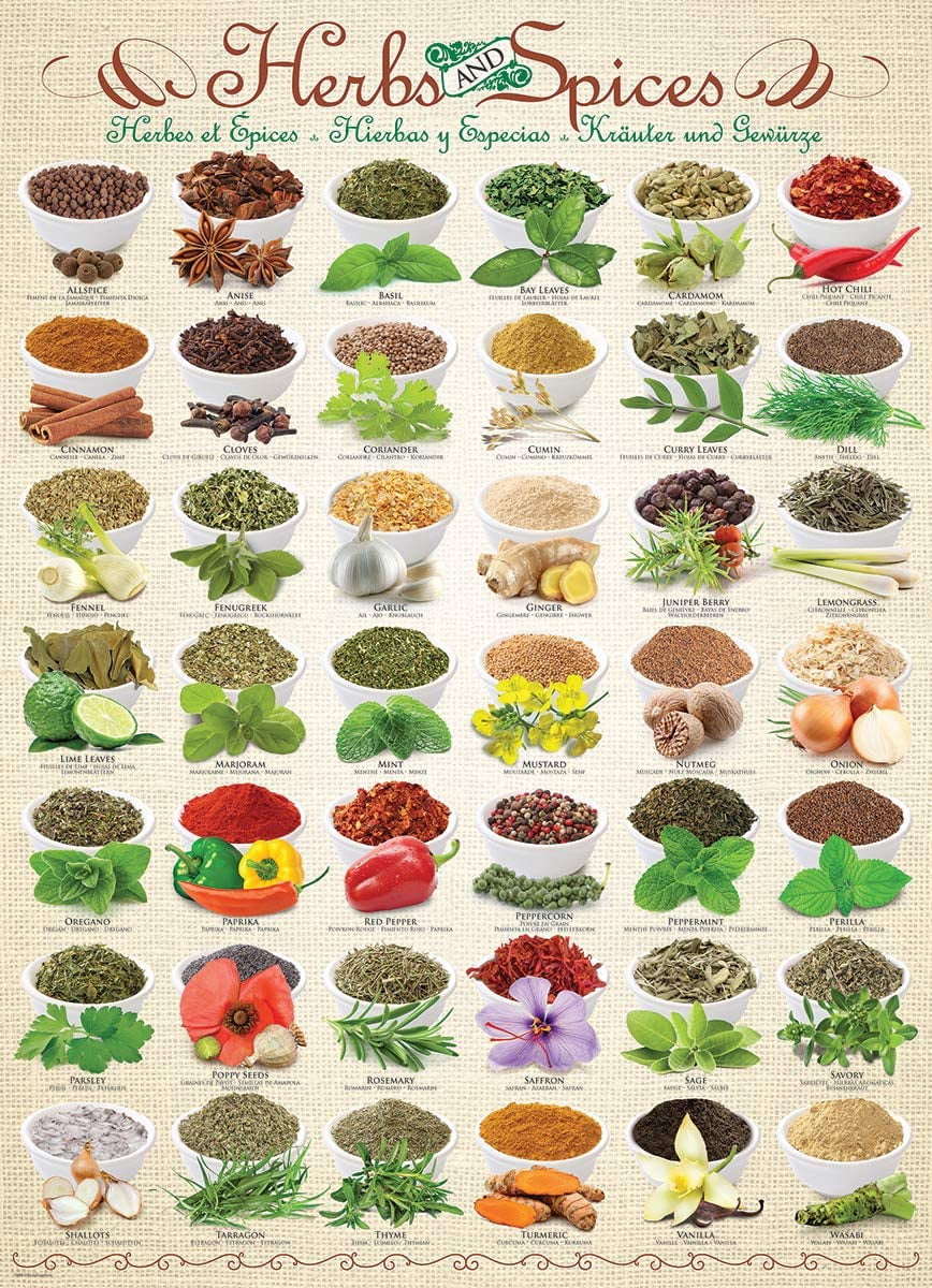 EuroGraphics Herbs and Spices Jigsaw Puzzle – 1000 Pieces, Culinary Artwork