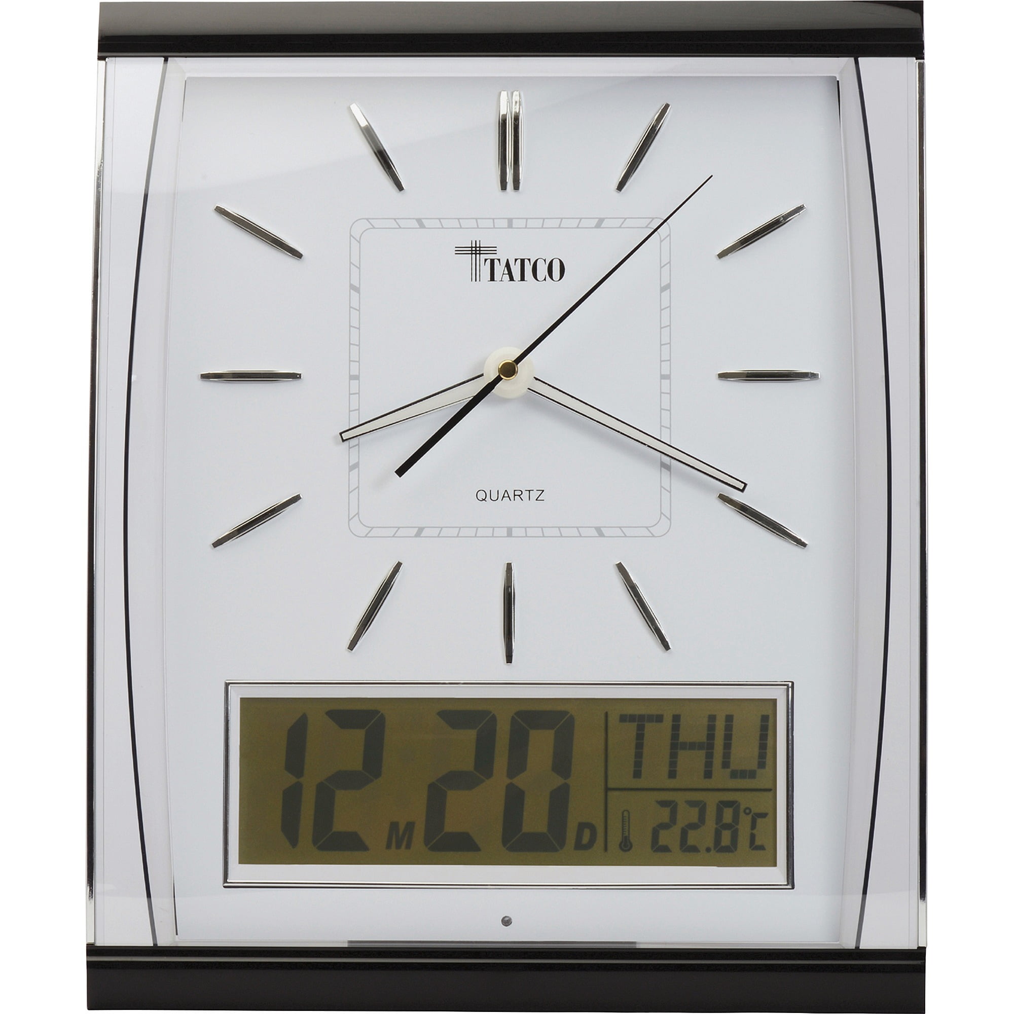 Tatco, TCO59130, LCD Inset Elegant Rectangular Wall Clock, 1