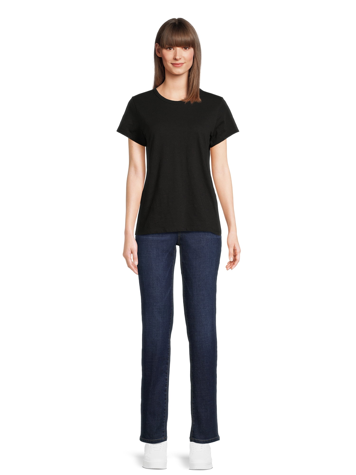 Time and Tru Women’s Slub Jersey Crewneck Tee with Short Sleeves, Sizes XS-XXXL