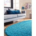 thumbnail image 3 of Rugs.com Solid Shag Collection Rug – 8' x 10' Oval Turquoise Shag Rug Perfect For Living Rooms, Large Dining Rooms, Open Floorplans, 3 of 9
