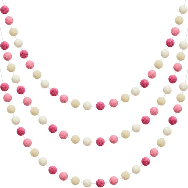 Guirnalda de bolas de fieltro de lana WILLBOND, 24 bolas de 2 m de largo, para decoración