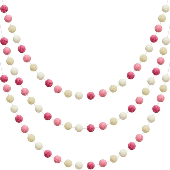 Guirnalda de bolas de fieltro de lana WILLBOND, 24 bolas de 2 m de largo, para decoración