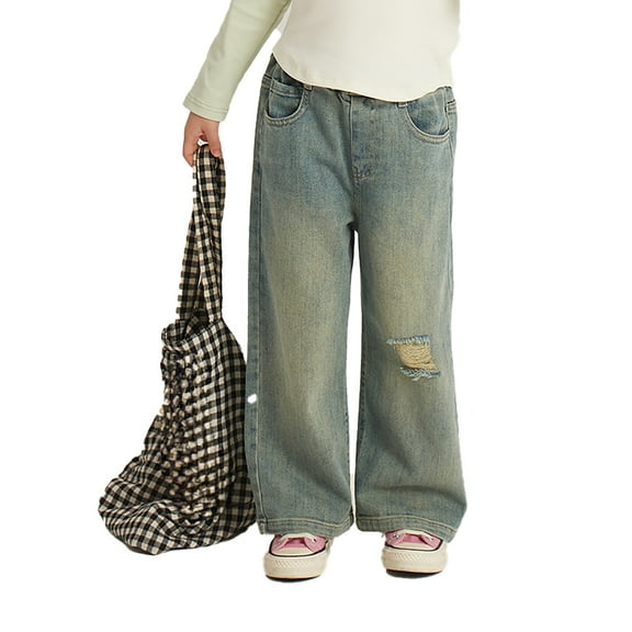 Kids Boys Denim Pants Cargo Joggers High Waisted Wide Leg with Pocket Classic Fit Casual Preemie Baby Boy Clothes 9-10 Years