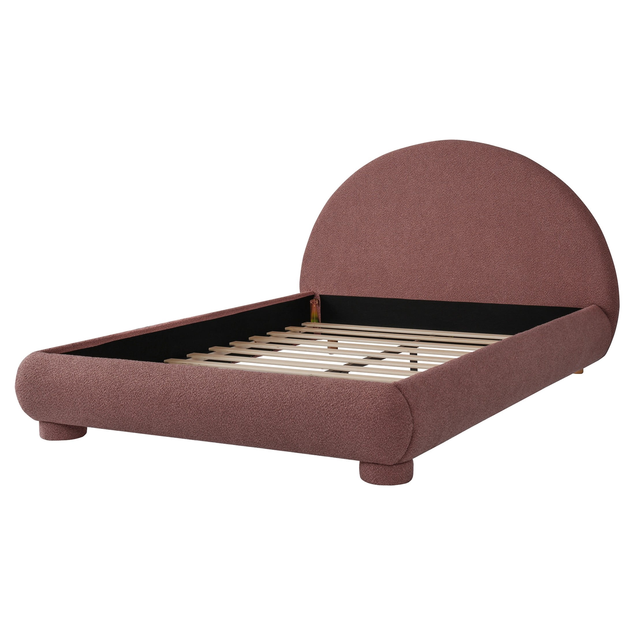 Christopher Knight Home Modern Boucle Upholstered Platform Bed with Arched Headboard, Full Size, Russet Red