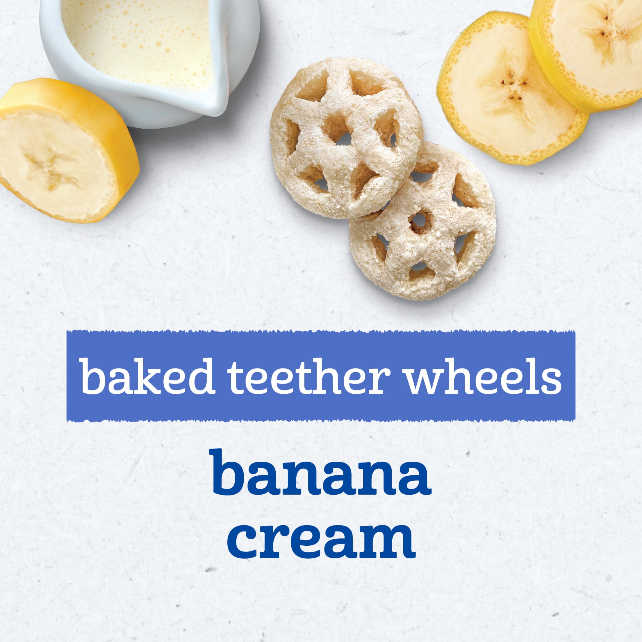 (4 pack) Gerber Snacks for Baby Teether Wheels, Banana Cream, 1.48 oz Canister