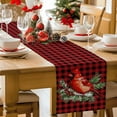 thumbnail image 5 of Burlap Table Runner 36 Inches Long,Winter Christmas Berries Bird Non-Slip Kitchen Table Runners for Dining Room Everyday Use Party Table Decorations Red Black Plaid, 5 of 9