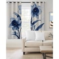 thumbnail image 2 of Blue Floral Spring Kitchen Curtains Vintage Summer Botanical Art Cafe Short Curtains for Bathroom Blackout Window Curtain Grommet Small Window Treatment Tier Drapes for Bedroom Living Room 42"x45"x2, 2 of 9