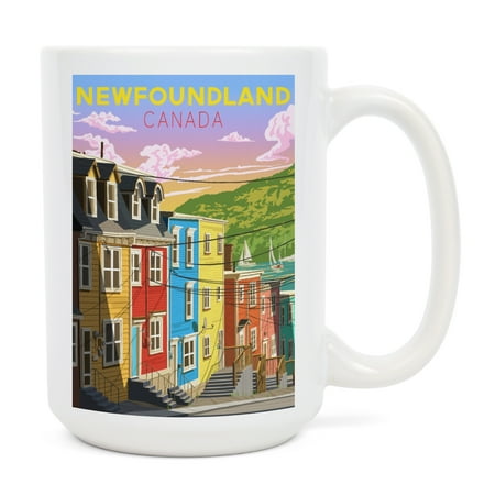 

15 fl oz Ceramic Mug Newfoundland Canada Jellybean Row Dishwasher & Microwave Safe