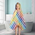 thumbnail image 6 of Colorful Striped Checkered Pattern Hooded Bath Towel，50"x30" for Ages 3 To 12 Kids, Quick Dry Lightweight Soft Microfiber Hood Beach Towel Cover Up for Kids, 6 of 7