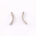 thumbnail image 2 of RSAMD Crystal Pave Ear Climbers Earrings for Women Bar Shape Stud Earrings-Rhodium Clear, 2 of 3