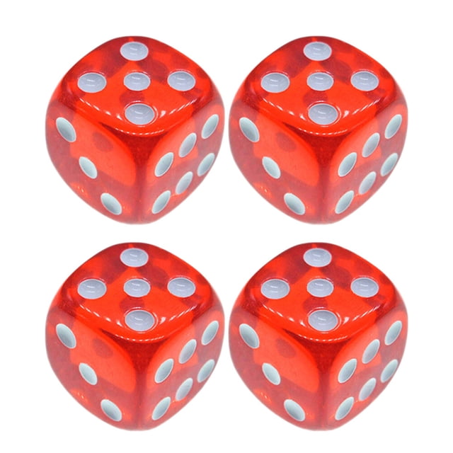 MasteelfCA 4 Pcs dés Translucides Rouges 18mm 6 Côtés pour Jeux Enseignement
