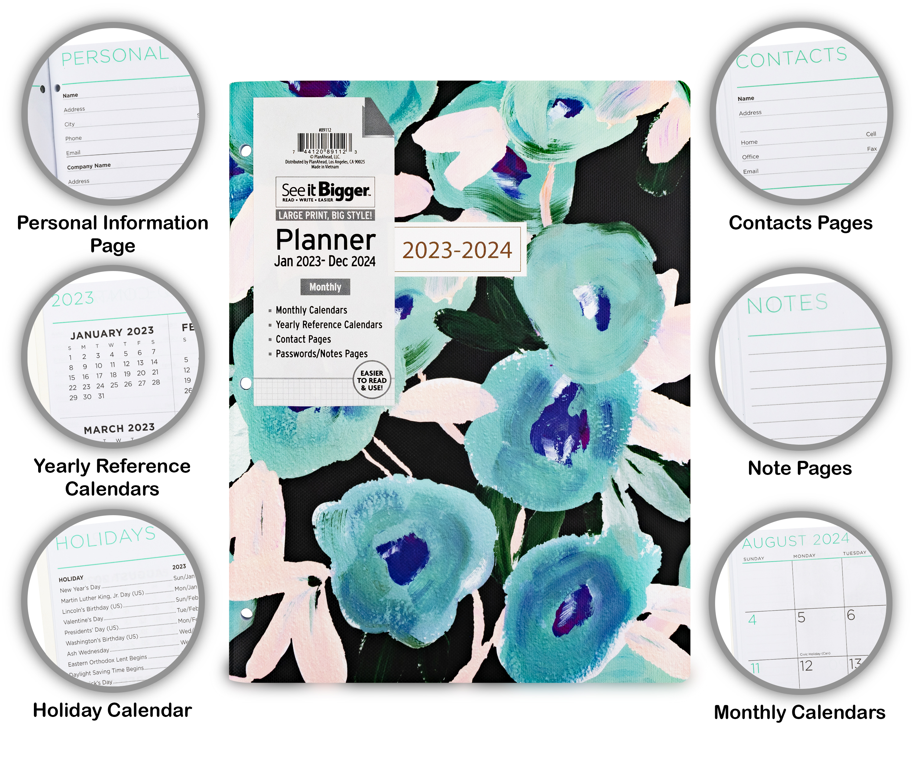 See It Bigger Monthly Planner, January 2023 - December 2024, (8.5