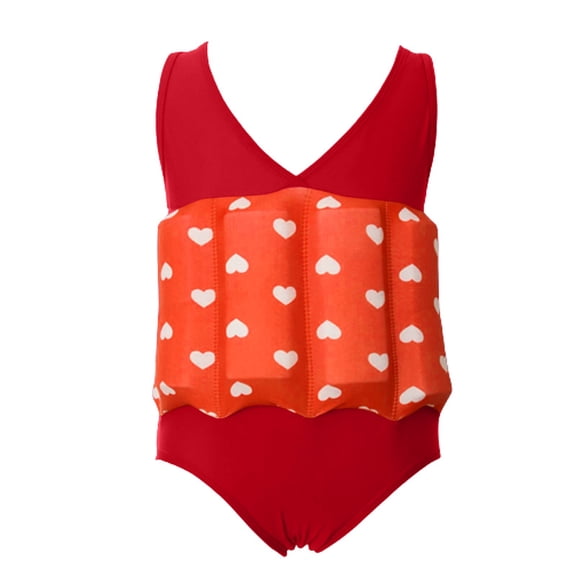 Paiwinds Toddler Girls Float Single-Piece Swimsuit with Removable Buoyancy Bars for 2-7 Years Pool Beach Learning to Swim Safety Bathing Suit