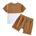 thumbnail image 4 of UAYOTSE Toddler Baby Boy Summer Outfit Short Sleeve T Shirt Shorts Set 3 6 12 18 24 Months 2T 3T 4T Baby Neutral Clothes,12-18 Months Coffee, 4 of 7