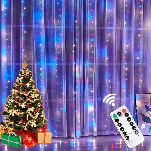 Guirnalda de luces LED para decoración del hogar, lámpara de cortina de 6x3M, 8 modos, USB, Control remoto, hadas, boda, Navidad, dormitorio
