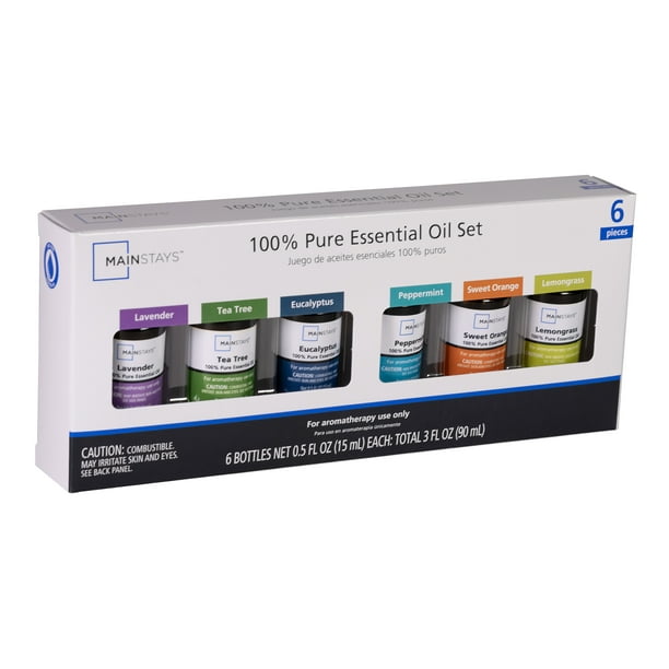 Mainstays Essential Oil Set 15mL 6 Pack - Eucalyptus, Lavender