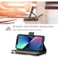 thumbnail image 3 of Wallet Case for iPhone 14 Plus 6.7 inch, Premium Vintage PU Leather Magnetic Closure Handbag Zipper Pocket Case Kickstand Card Slots with Wrist Strap Shockproof Flip Case - Marble Black, 3 of 12