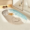 thumbnail image 4 of Beach-Themed Bathroom Rug, Wave-Sand Shell Starfish Design Bath Mat, for Shower, Bath Tub Decoration, Sea Beach Microfiber Absorbent Mat, Bedroom and Living Room and Front Entrance Decor Beachy Mat, 4 of 6