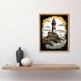 thumbnail image 2 of Lighthouse on Cliff Old School USA Tattoo Ink Body Rockabilly Americana 50s Art Print Framed Poster Wall Decor 12x16 inch, 2 of 5