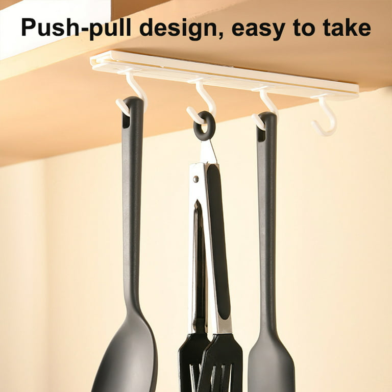 Dream Lifestyle Adhesive Sliding Hanger Hook ,Wall Mounted Pull-Out Hanging  Rack, Nail Free Self Adhesive Storage Hooks for Kitchen Bathroom Wardrobe