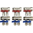 thumbnail image 3 of DMNI 3/4" Port Ball Valve Brass Pex Manifold - 6 Loops - With Brackets - for 1/2" Pex Tubing, 3 of 9