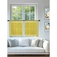 thumbnail image 4 of Yellow Abstract Art Sheer Curtains 45 Inch Long 2 Panels, Vintage Linen Greek Key Geometric Light Filtering Rod Pocket Semi Sheer Curtains, Sheer Voile Drapes for Living Room Bedroom, 52"x45", 4 of 5