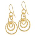 thumbnail image 2 of Auriga Fine Jewelry 14K Yellow Gold Textured Dangle Circle Dangle Earrings for Women (L- 42mm, W- 19mm), 2 of 5