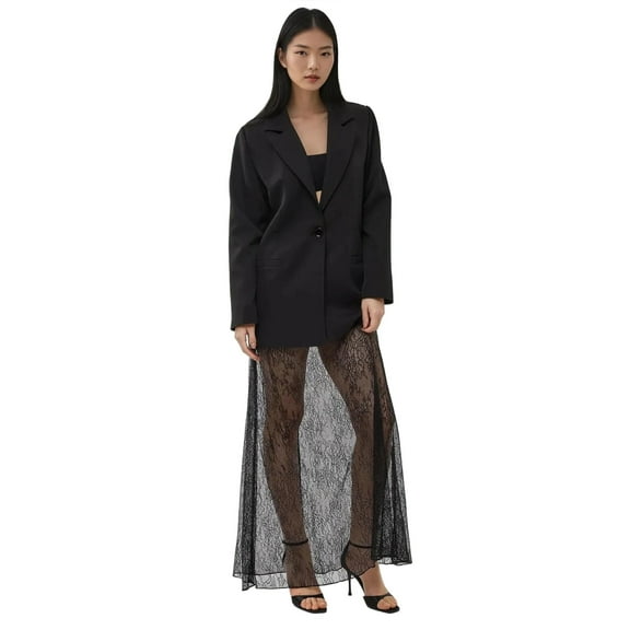 High Waist Lace Maxi Skirt