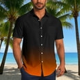 thumbnail image 2 of HVOBTTY Men's Plus Size Summer Shirts Casual Lapel Gradient Print Short Sleeve Open Front Breathable Daily Wear Top Orange, L, 2 of 5