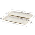 thumbnail image 3 of DecMode 19", 19"W Gold Metal Geometric Dot Geometric Tray with White Accents, 2-Pieces, 3 of 11