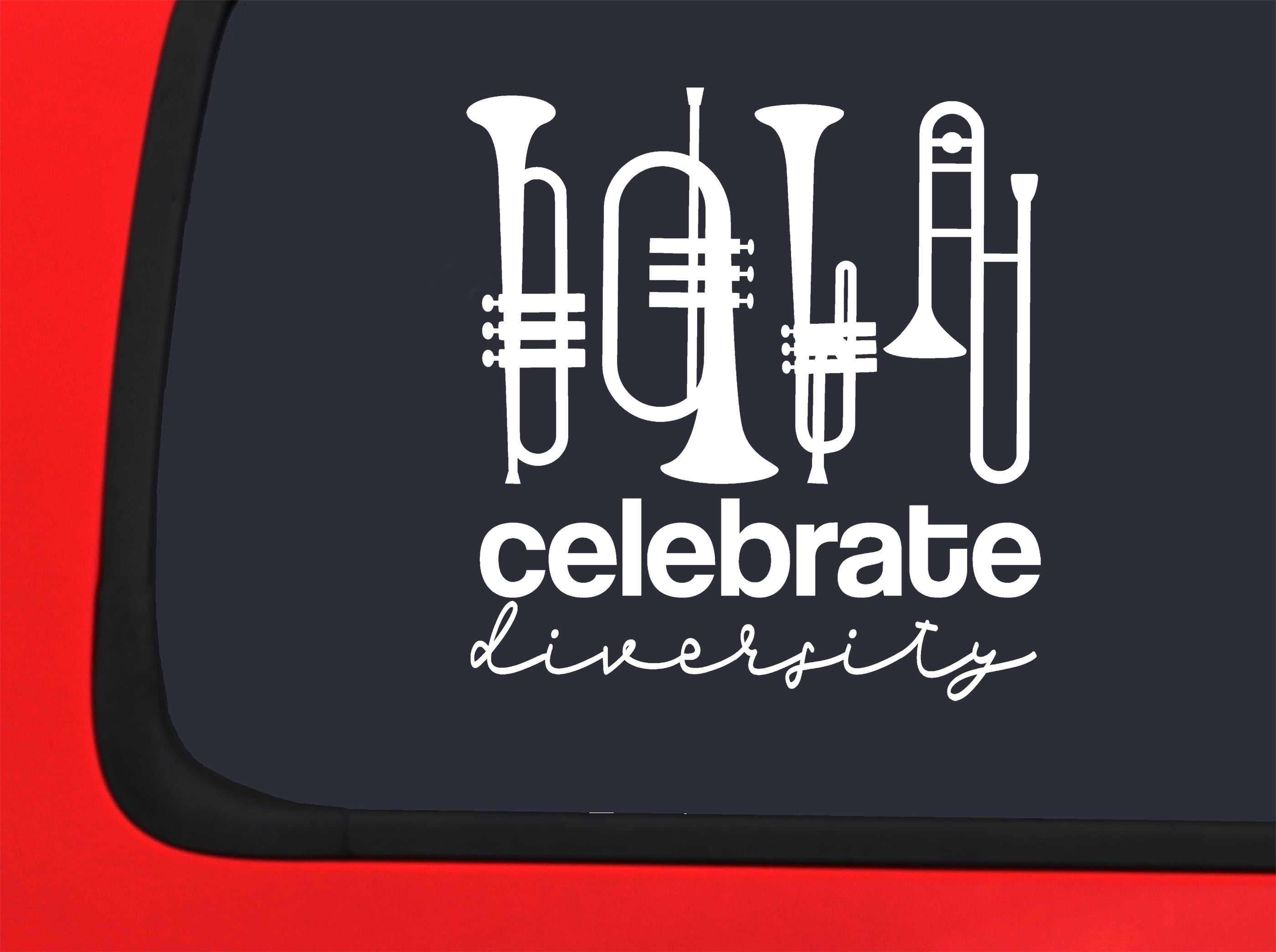 Car Sticker Celebrate Diversity Brass Instruments Trumpet Trombone