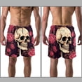 thumbnail image 3 of luoweisi Men's Beach Shorts Quick Dry Swim Trunks with Mesh Lining Roses and Skull M, 3 of 5