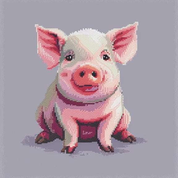 Cute Pig DIY 11CT Stamped Cross Stitch Kits for Beginners Easy Needlepoint Embroidery Counted Cross Stitch Art Craft for Wall Decoration 14x14inch(3)