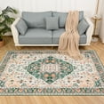 thumbnail image 2 of Lochas Vintage Boho Rug Low Pile Fluffy Area Rugs for Bedroom Living Room Indoor Floor Carpet Home Decor,6'X9',Green, 2 of 7