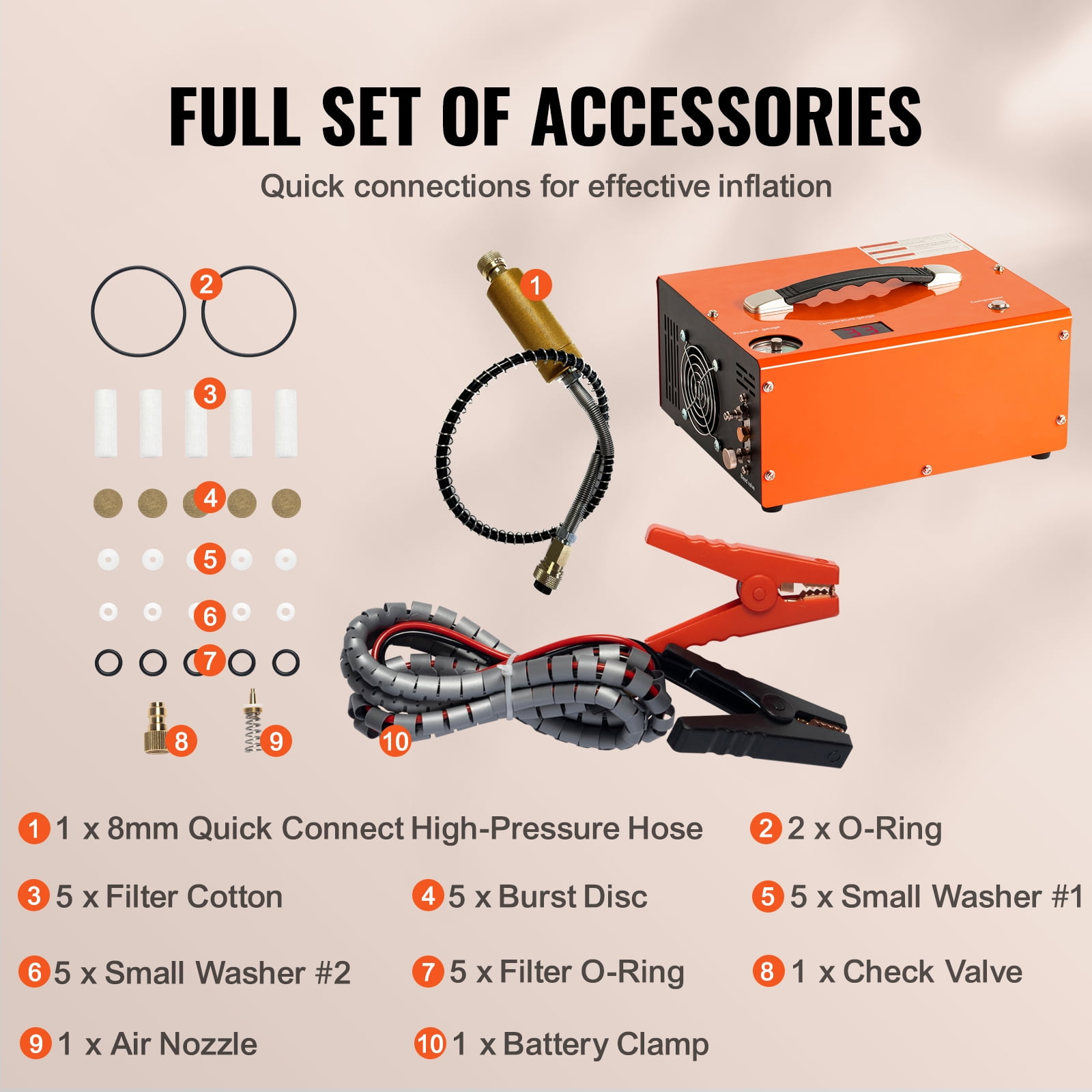 SKYSHALO PCP Air Compressor, 4500PSI/30Mpa Water/Oil Free PCP Air Pump Rifle/Pistol Paintball Cans Powered 12V Automotive DC, 120V AC for Home Use With Power Converter And Oil-moisture Filter