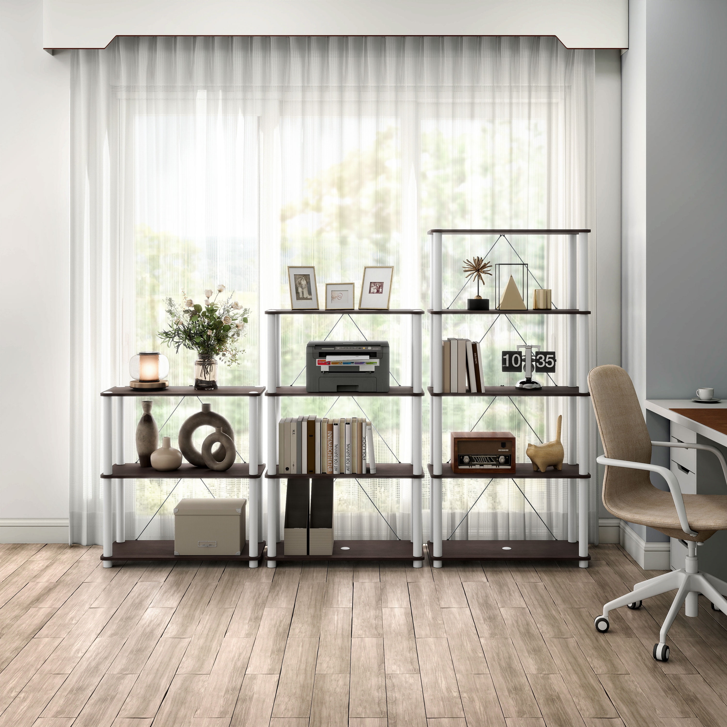Furniture of America Brooks Adult Open Display Shelf Bookcase, 5-Tier 27-inch Shelves, Espresso