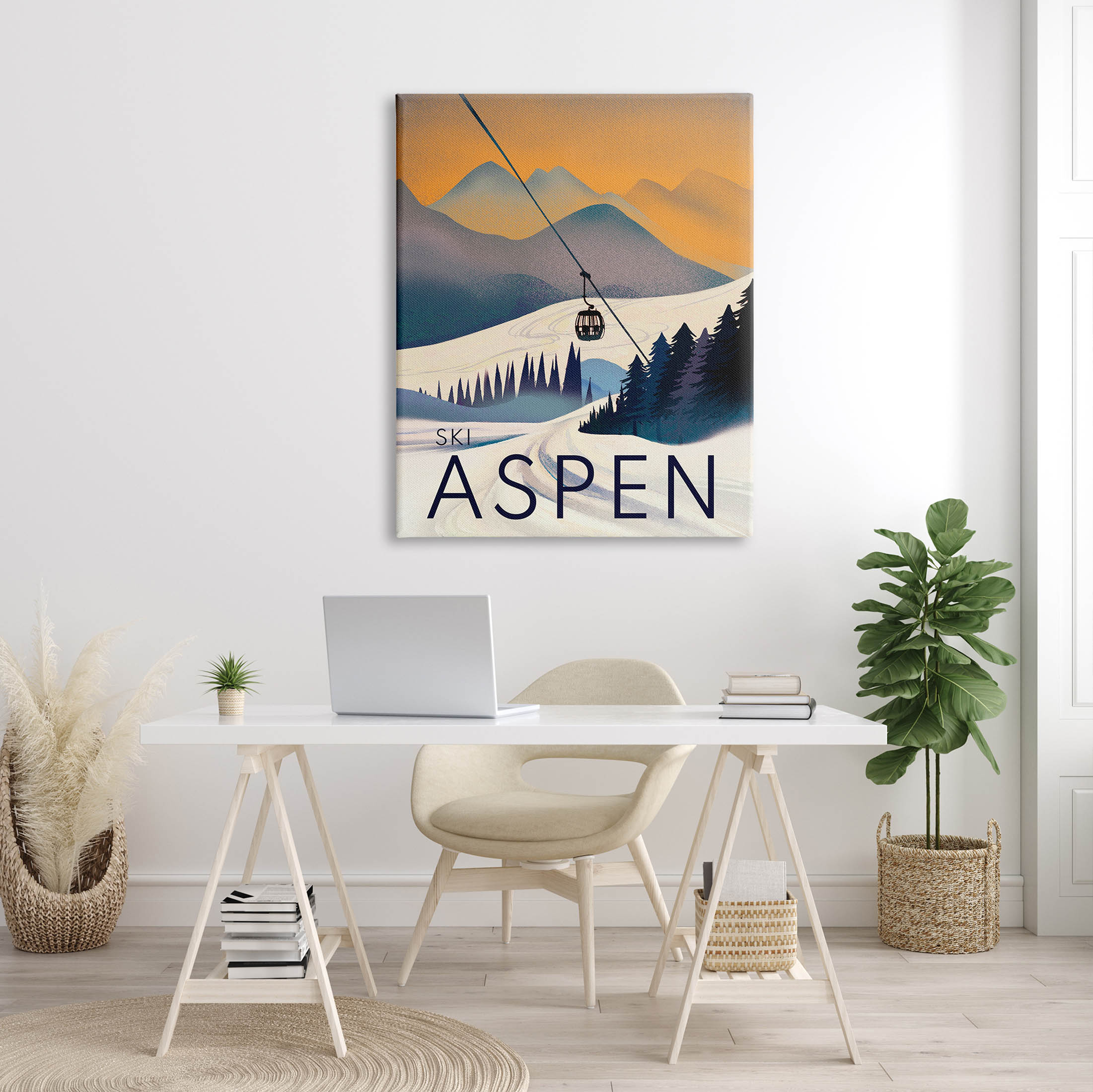 Stupell Industries Aspen Snow Slopes Mountain Graphic Art Gallery Wrapped Canvas Print Wall Art, Design by Ziwei Li