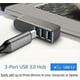 thumbnail image 4 of Usb 3.0 Hub, 270 Rotatable Usb Splitter, Aluminum 3 Port Mini Usb 3.0 Hub, Data Hub (black), 4 of 5