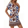 thumbnail image 4 of MOSHU Summer Dresses for women V Neck Womens Dresses Short Sleeve Casual Midi Dress with Pockets, 4 of 11