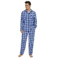 thumbnail image 2 of MintLimit Pajamas for Men Cotton Long Sleeve Button Down Lounge Plaid Pj Set 2 Pcs Blue XL, 2 of 5
