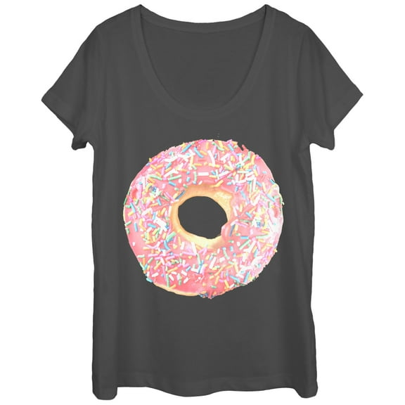 Women's Lost Gods Sprinkle Doughnut Scoop Neck Charcoal Medium