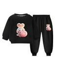 thumbnail image 3 of Jinhomg Toddler Baby Boy Fall Winter Clothes Cute Rabbit Graphic Long Sleeve Sweatshirt Tops with Joggers Pants 2 Piece Outfit Sets Black 5 Years, 3 of 4