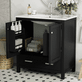 thumbnail image 4 of Bellemave 30" Bathroom Vanity with Single Sink, Wood Combo Cabinet Undermount Sink, Bathroom Storage Cabinet with 2 Doors and a Drawer, Soft Closing, Multifunctional Storage (Black), 4 of 10