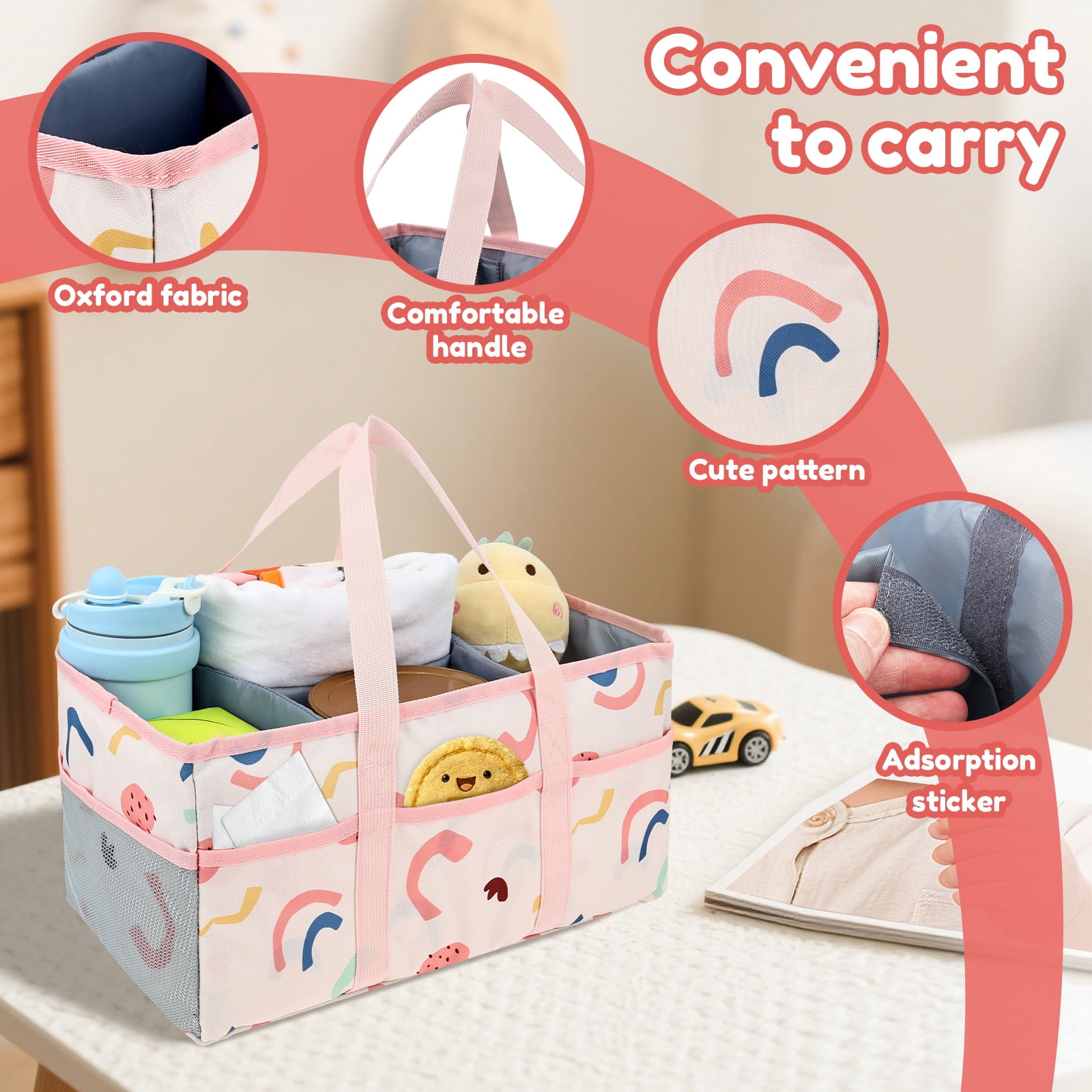 Diary Nappy Caddy Organiser Baby Diaper Caddy for Nappy Station Storage Basket for Baby Shower Present for Girl Boy
