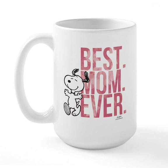CafePress - Snoopy Best Mom Ever Large Mug - 15 oz Ceramic Large White Novelty Mug