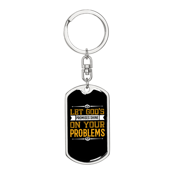 God's Promises Shine Yellow Stainless Steel or 18k Gold Premium Swivel Dog Tag Keychain