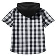 thumbnail image 5 of Mens Flannel Hoodie Shirt Casual Button Down Plaid Jacket Shirts Stylish Short Sleeve Shirts with Pockets, 5 of 6