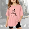 thumbnail image 2 of Toddler Girl Shirts 5t Letter Graphic Short Sleeve T Shirts Tops Crew Neck Summer Casual Tops Relaxed Fit Summer Casual Blouses,A1-Pink,9 -10 Years, 2 of 6