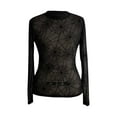 thumbnail image 5 of Maean Women Mesh Blouse Crew Neck Pullover Long Sleeve Top Hollow out Fashion See Through Tees, 5 of 6
