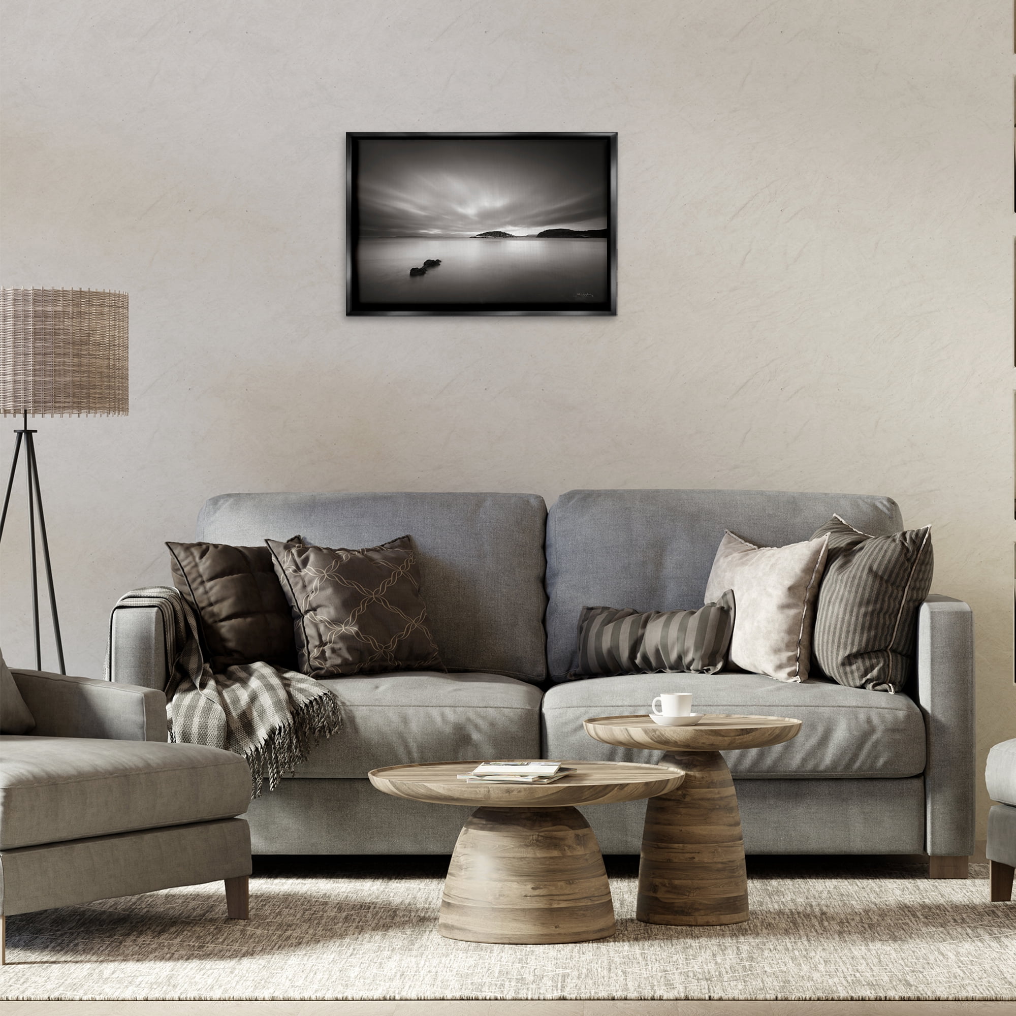 Stupell Industries Deception Pass Scene Landscape & Nature Photography Black Floater Framed Canvas Art Print Wall Art, 25 x 17